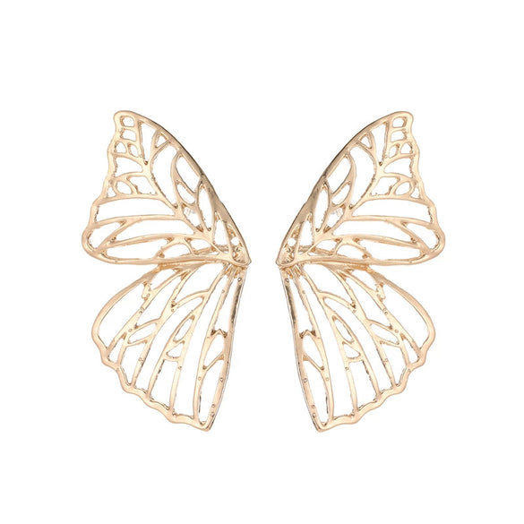 Wholesale Exaggerated Hollow Butterfly Wings Alloy Earrings Electroplated Women's Trendy Fan Creative