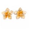 Wholesale Exaggerated Iron And Dripping Oil Flower Earrings With Electroplating