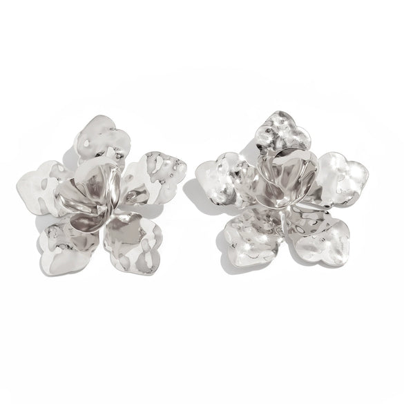 Wholesale Exaggerated Iron Dripping Oil Flower Earrings For Women With Electroplating