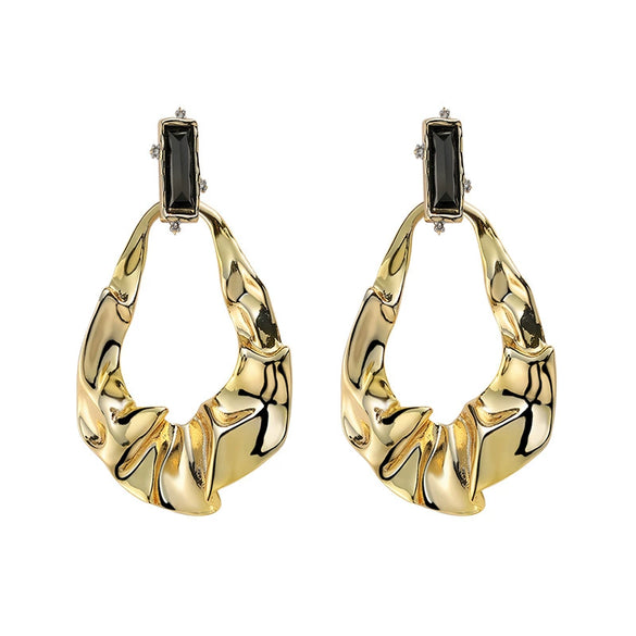 Wholesale Exaggerated Irregular Pleated Geometric Electroplated Copper Earrings For Women