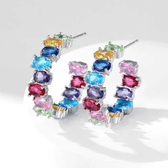 Wholesale Exaggerated Irregular Zircon Earrings Copper Geometric Style For Women