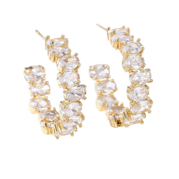 Wholesale Exaggerated Irregular Zircon Earrings Copper Geometric Style For Women