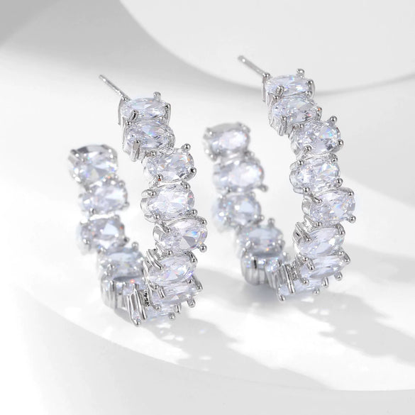 Wholesale Exaggerated Irregular Zircon Earrings Copper Geometric Style For Women