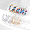 Wholesale Exaggerated Irregular Zircon Earrings Copper Geometric Style For Women