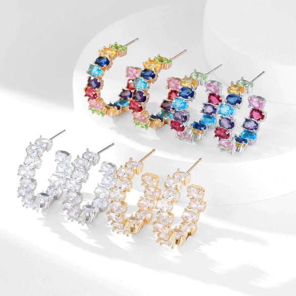 Wholesale Exaggerated Irregular Zircon Earrings Copper Geometric Style For Women