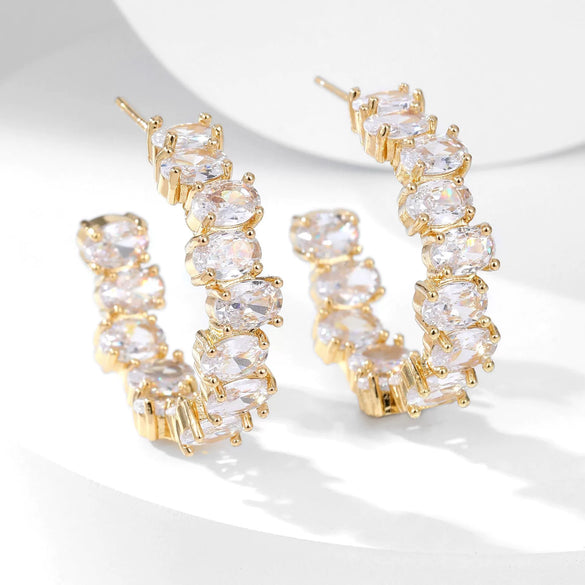 Wholesale Exaggerated Irregular Zircon Earrings Copper Geometric Style For Women