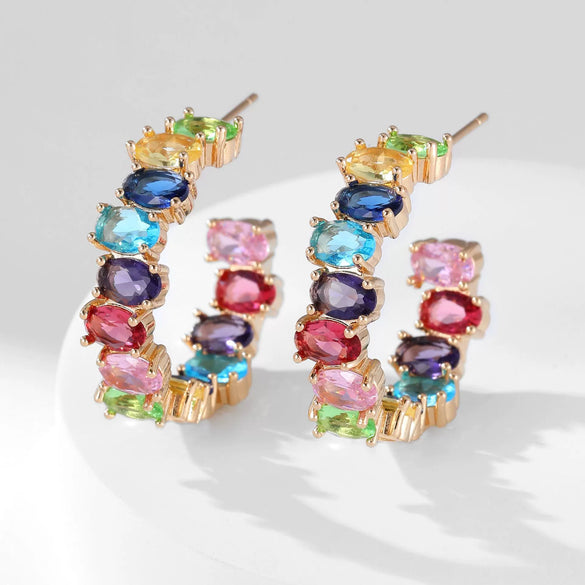 Wholesale Exaggerated Irregular Zircon Earrings Copper Geometric Style For Women