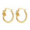 Wholesale Exaggerated Knotted Flat Needle Earrings For Women Golden Titanium Steel Geometric Pattern Electroplated