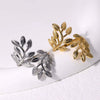 Wholesale Exaggerated Leaves Titanium Steel Open Ring With Electroplating Treatment For Women