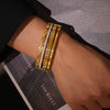 Wholesale Exaggerated Light Luxury Titanium Steel Bracelet With Japanese Buckle And Sticky Drill Electroplated 18K Gold Colorfree