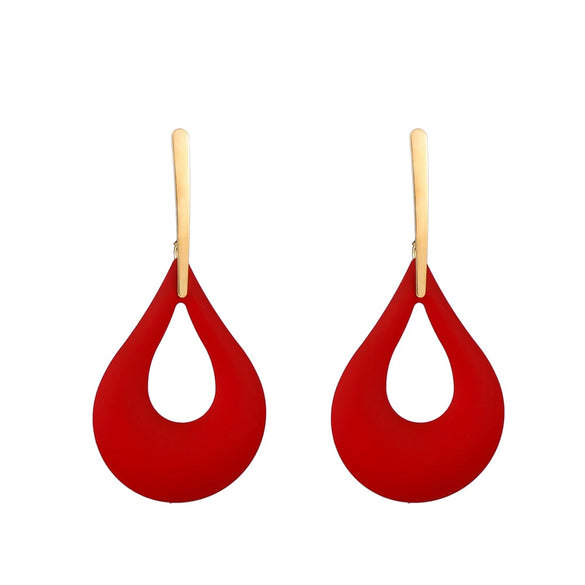 Wholesale Exaggerated Metal Drop Shaped Hollow Earrings With Paint And Geometric Design Electroplated For Women