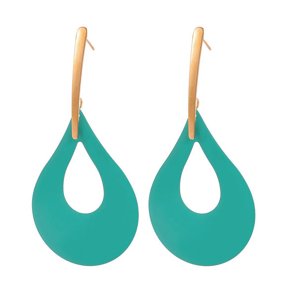 Wholesale Exaggerated Metal Drop Shaped Hollow Earrings With Paint And Geometric Design Electroplated For Women