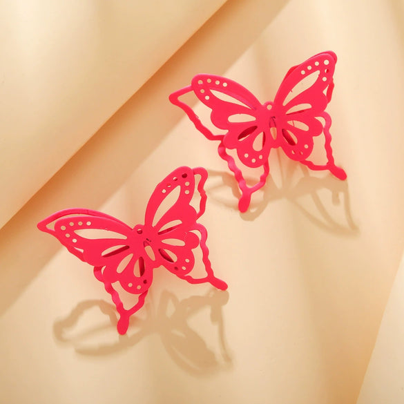 Wholesale Exaggerated Metal Drop Shaped Hollow Earrings With Paint And Geometric Design Electroplated For Women