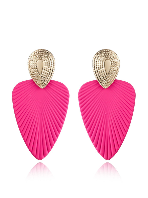 Wholesale Exaggerated Metal Drop Shaped Hollow Earrings With Paint And Geometric Design Electroplated For Women