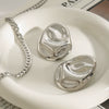Wholesale Exaggerated Niche Titanium Steel Earrings With Geometric Design And Electroplating For Women