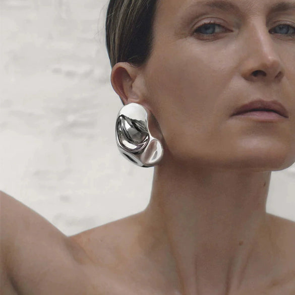 Wholesale Exaggerated Niche Titanium Steel Earrings With Geometric Design And Electroplating For Women