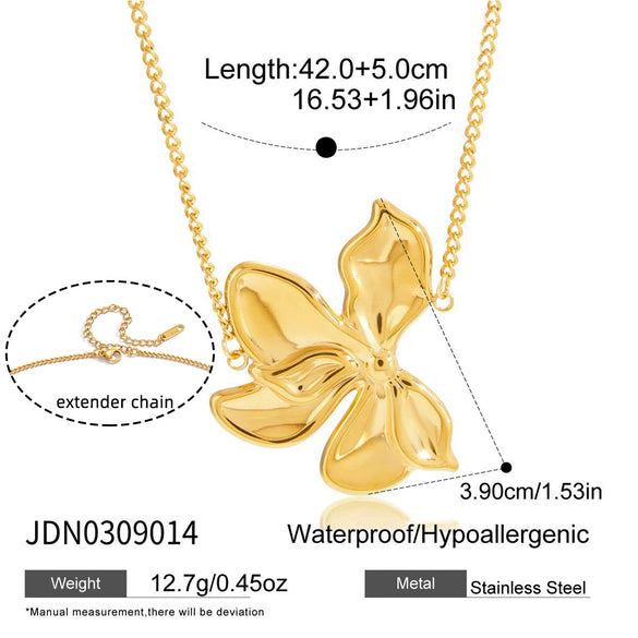 Wholesale Exaggerated Ninelayered Floral Stainless Steel 18K Gold Electroplated Necklace For Women