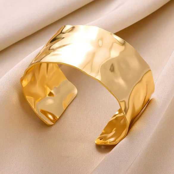 Wholesale Exaggerated Opening Wide Version Bracelet Stainless Steel French Retro Geometric Electroplated Jewelry