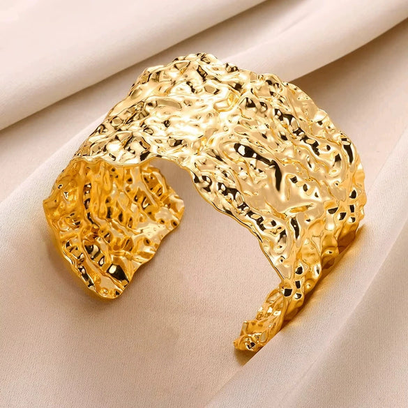 Wholesale Exaggerated Opening Wide Version Bracelet Stainless Steel French Retro Geometric Electroplated Jewelry