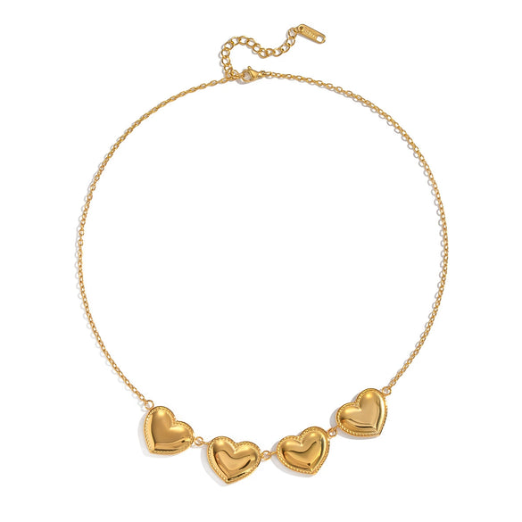 Wholesale Exaggerated Personality Old Money Style 18K Real Gold Plated Stainless Steel Heart Pendant Necklace With O Word Chain For Women