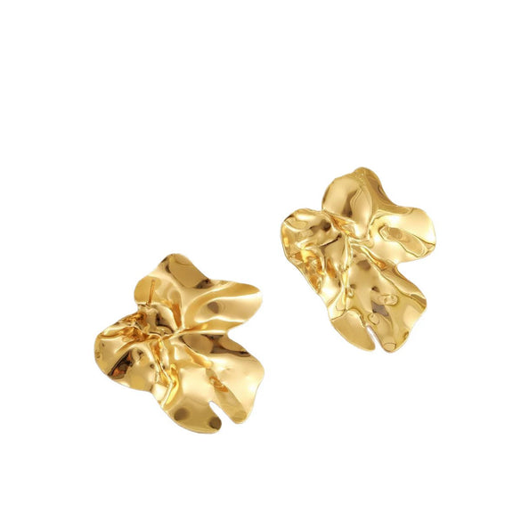 Wholesale Exaggerated Pleated Flower Earrings For Women Alloy Electroplated