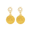 Wholesale Exaggerated Retro Alloy Gold Baroque Pearl Head Figure Coin Earrings With Electroplating