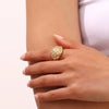 Wholesale Exaggerated Retro Diamond Jewelry Stainless Steel 18K Gold Plated Geometric Dome Ring