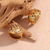 Wholesale Exaggerated Retro Diamond Jewelry Stainless Steel 18K Gold Plated Geometric Dome Ring