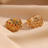 Wholesale Exaggerated Retro Diamond Jewelry Stainless Steel 18K Gold Plated Geometric Dome Ring