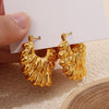 Wholesale Exaggerated Retro Elegant Specialshaped Petal Hollow Geometric 316L Stainless Steel 18K Gold Plated Electroplated Women's Earrings