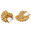 Wholesale Exaggerated Retro Elegant Specialshaped Petal Hollow Geometric 316L Stainless Steel 18K Gold Plated Electroplated Women's Earrings