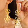 Wholesale Exaggerated Retro Long Alloy Leaf Flower Earrings For Women With Electroplating Treatment