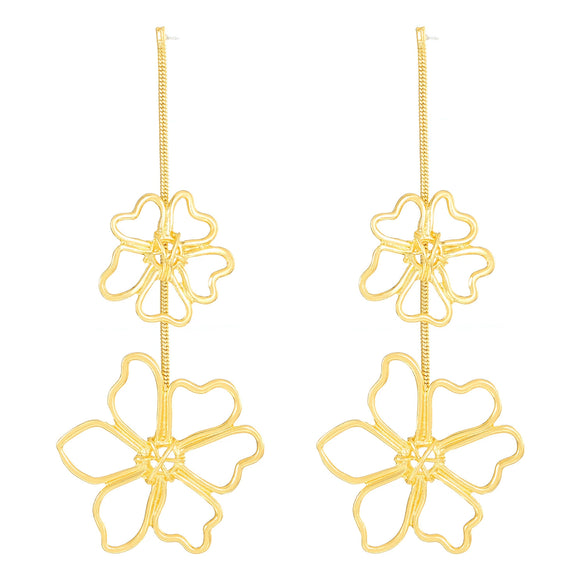 Wholesale Exaggerated Retro Long Alloy Leaf Flower Earrings For Women With Electroplating Treatment