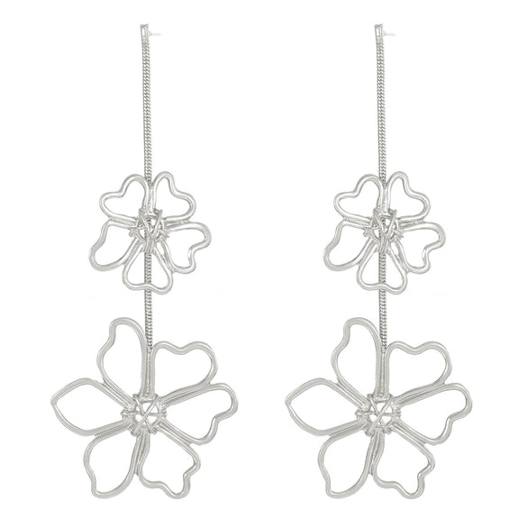 Wholesale Exaggerated Retro Long Alloy Leaf Flower Earrings For Women With Electroplating Treatment