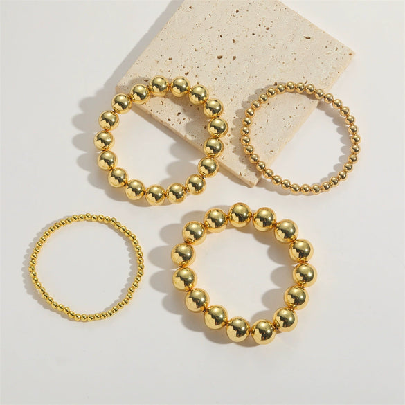 Wholesale Exaggerated Retro Personality Smooth Bead Copper Bracelet Jewelry With Minimalist Geometric Style And Polishing Treatment