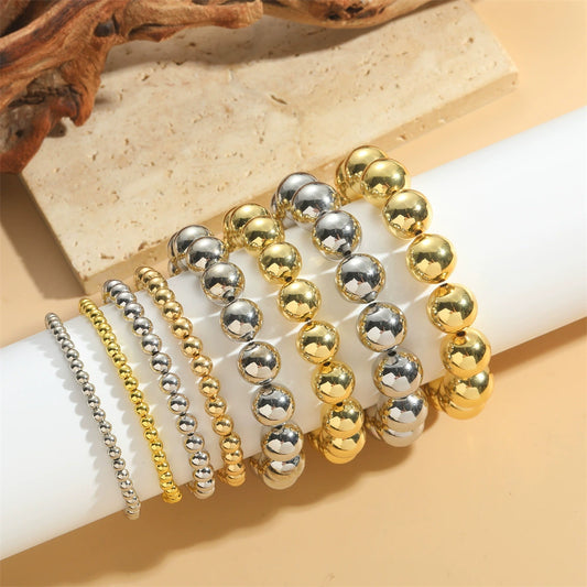 Wholesale Exaggerated Retro Personality Smooth Bead Copper Bracelet Jewelry With Minimalist Geometric Style And Polishing Treatment