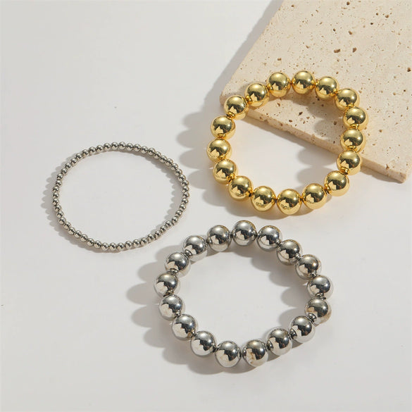 Wholesale Exaggerated Retro Personality Smooth Bead Copper Bracelet Jewelry With Minimalist Geometric Style And Polishing Treatment