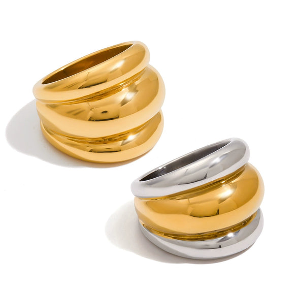 Wholesale Exaggerated Retro Stainless Steel Ring With Geometric Design And Electroplating For Women