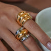 Wholesale Exaggerated Retro Stainless Steel Ring With Geometric Design And Electroplating For Women