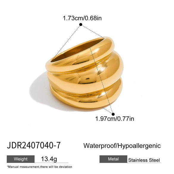 Wholesale Exaggerated Retro Stainless Steel Ring With Geometric Design And Electroplating For Women