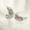Wholesale Exaggerated Retro Women's Stainless Steel Inlaid Color Zircon Geometric Ushaped Electroplated Earrings