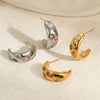 Wholesale Exaggerated Retro Women's Stainless Steel Inlaid Color Zircon Geometric Ushaped Electroplated Earrings