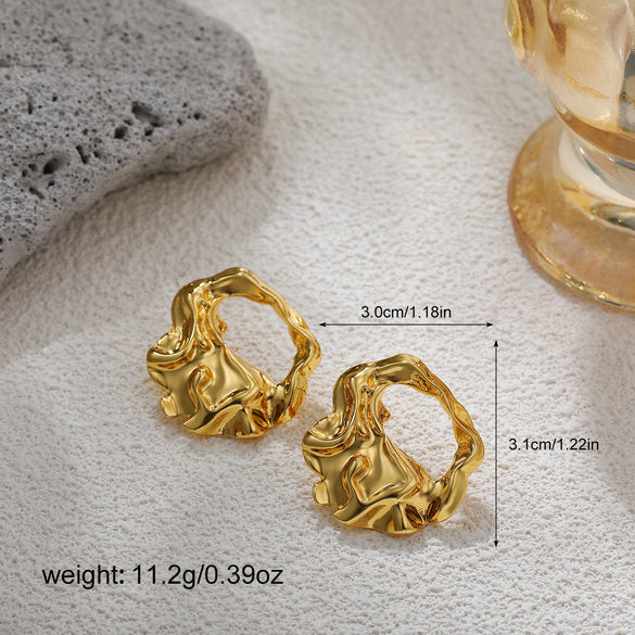 Wholesale Exaggerated Retro Zinc Alloy Earrings With Flower Love Starfish Bow Design 18K Gold Plated