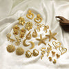 Wholesale Exaggerated Retro Zinc Alloy Earrings With Flower Love Starfish Bow Design 18K Gold Plated