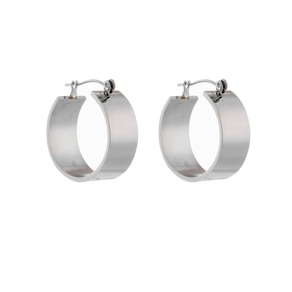 Wholesale Exaggerated Round Ear Buckle Earrings In Advanced Cold Style Titanium Steel Geometric Pattern