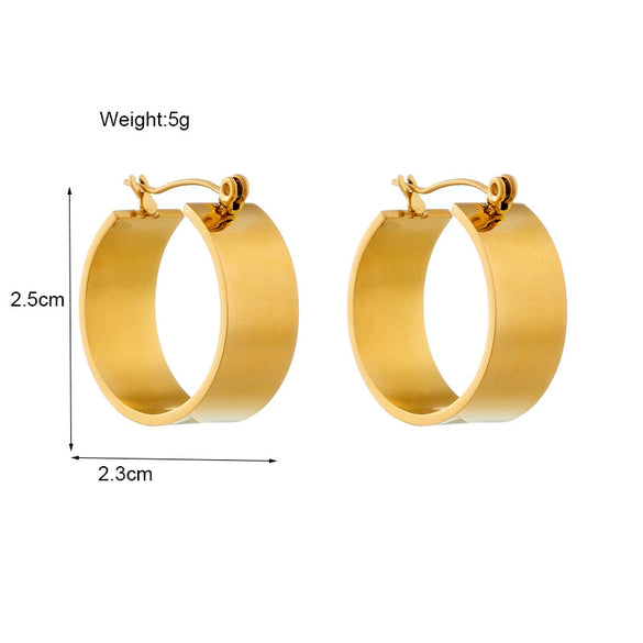Wholesale Exaggerated Round Ear Buckle Earrings In Advanced Cold Style Titanium Steel Geometric Pattern
