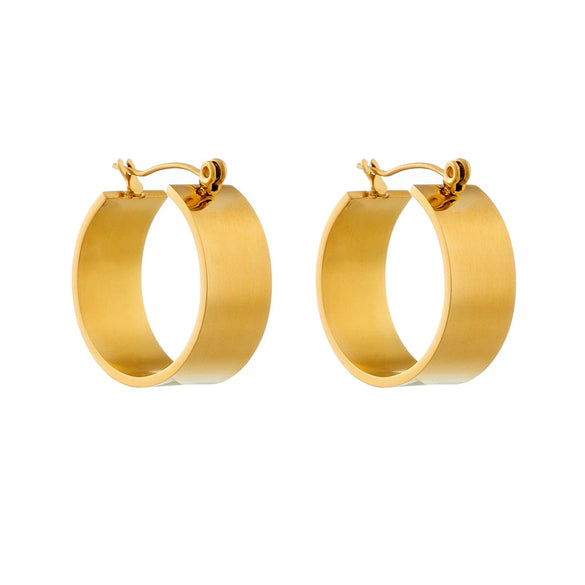 Wholesale Exaggerated Round Ear Buckle Earrings In Advanced Cold Style Titanium Steel Geometric Pattern