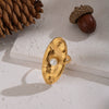 Wholesale Exaggerated Ruffled Pearl Women's Ring Geometric Stainless Steel Pvd Furnace Vacuum Real Gold Plating