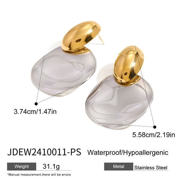 Wholesale Exaggerated Stainless Steel Earrings With Geometric Design And Electroplating For Women