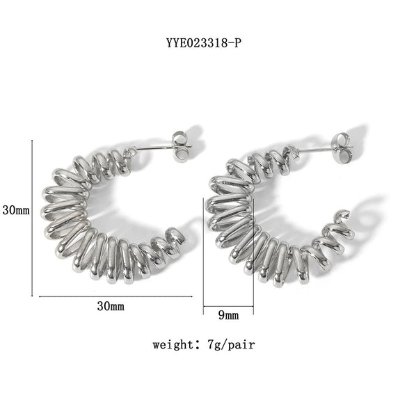 Wholesale Exaggerated Stainless Steel Earrings With Geometric Design 18K Gold Plated By Vacuum Real Gold Electroplating In Pvd Furnace For Women